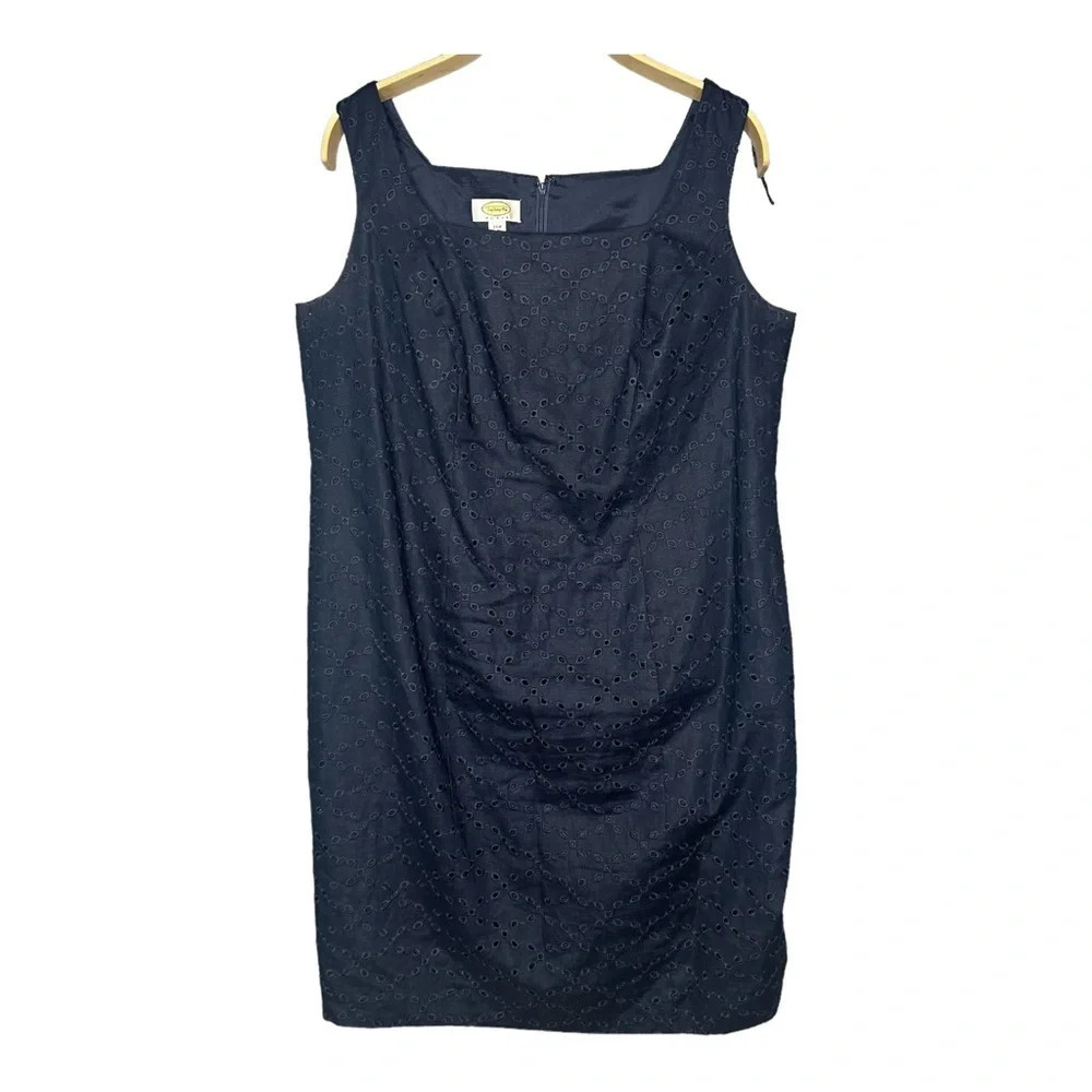 Talbots Women's Navy Blue Eyelet Midi Sleeveless Dress : Sz: 14W